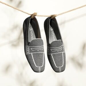 VIVAIA Square-Toe Patterned Loafers in Rich Grey, Women's Size EU 43 (US 12)